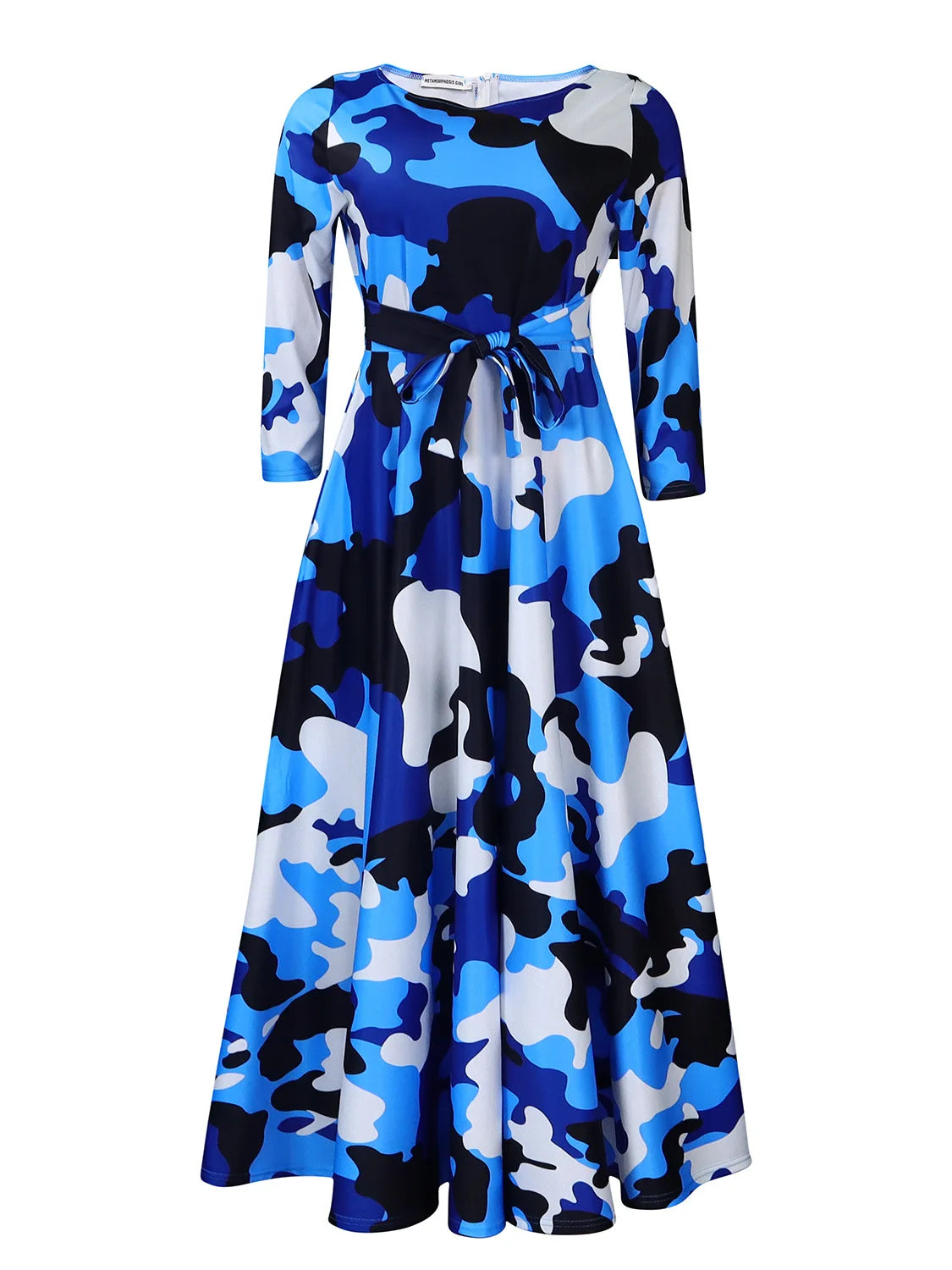Women's 2024 Autumn New Style Fashionable Elegant Temperament Fashionable Printed Strap Waist Large Skirt Large Size Dress