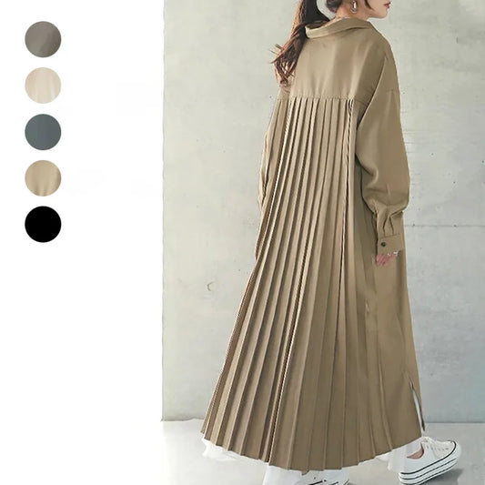 Spring Long Shirt Dress A-line Women's Dress Elegant Pleated Long Sleeve Casual Dresses Female Fashion Oversize Ladies Clothes