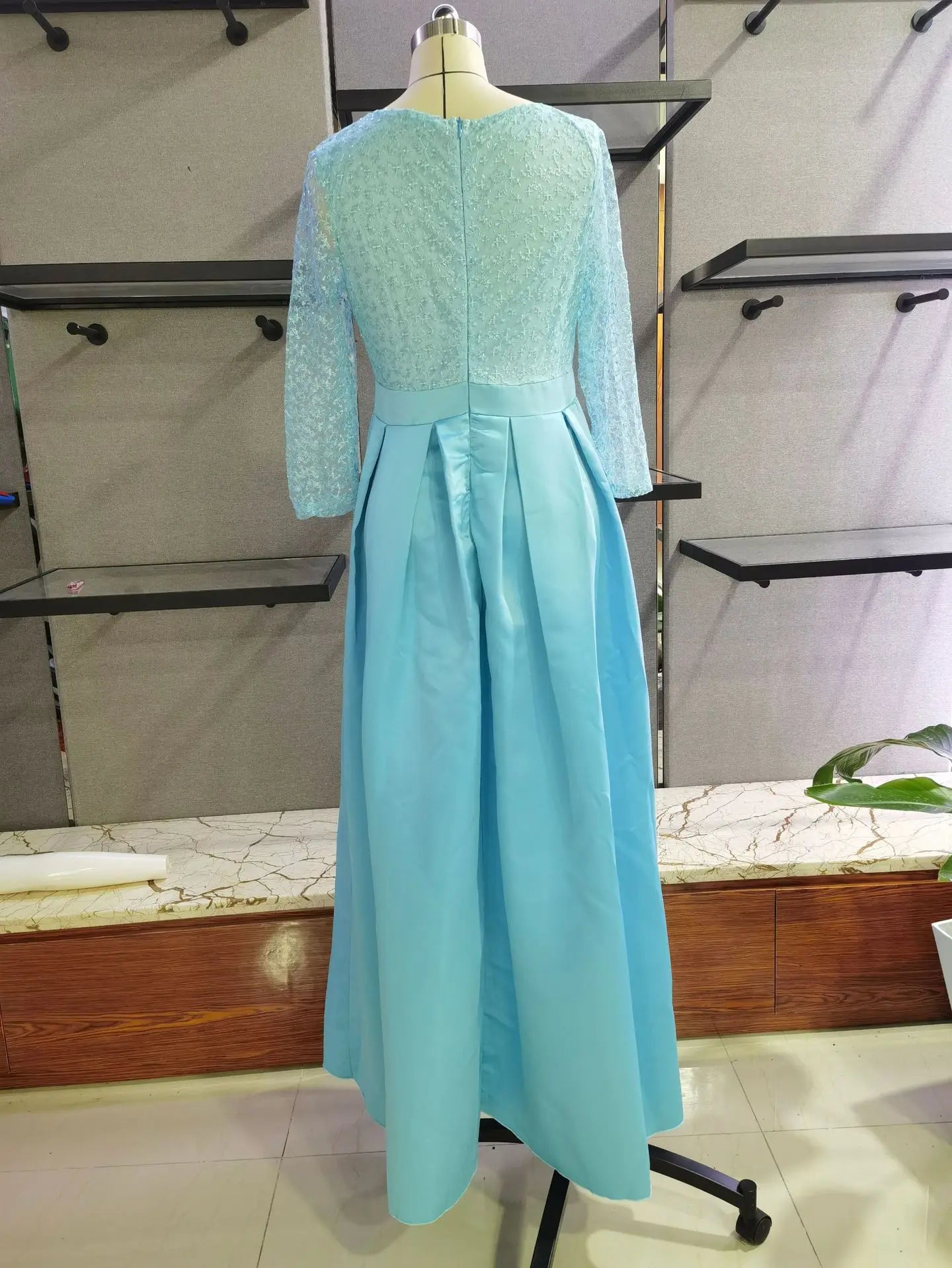 Women's Dress Spring Sexy Slim Lace Stitching Split Dress Women's Fashion Long Sleeve V-neck High Waist Party Formal Dress