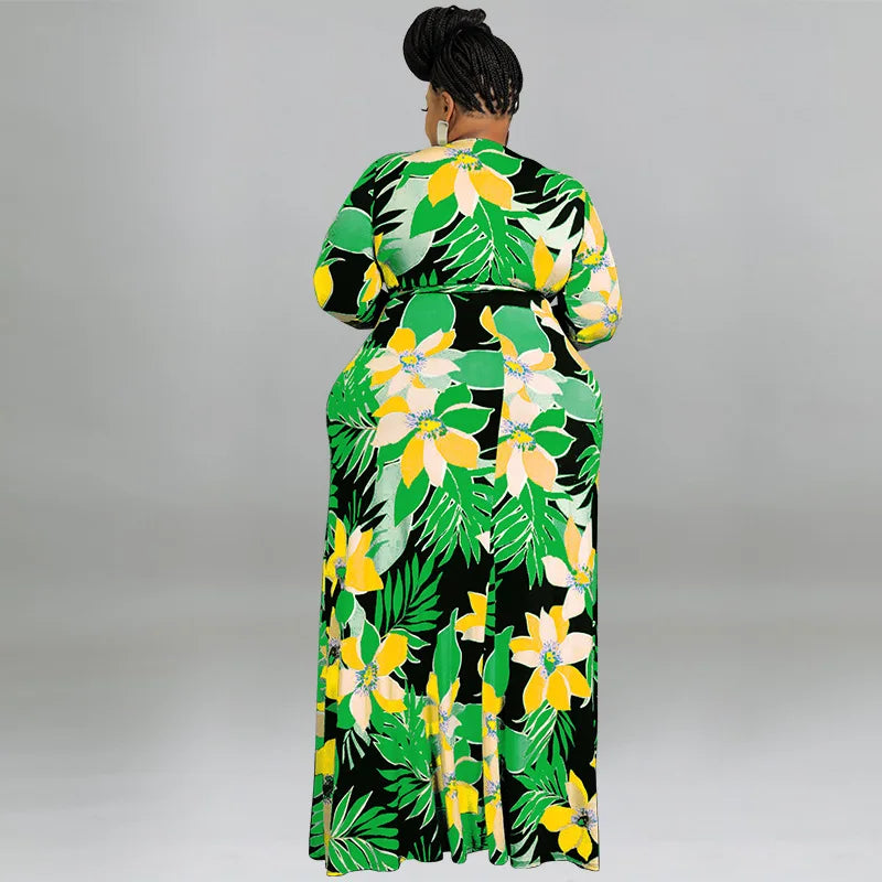 XL-5XL Plus Size Clothes Dresses Women Robes Summer Spring Long Sleeve Street Style Casual 3XL 4XL Big Size Maxi Dress Oversize