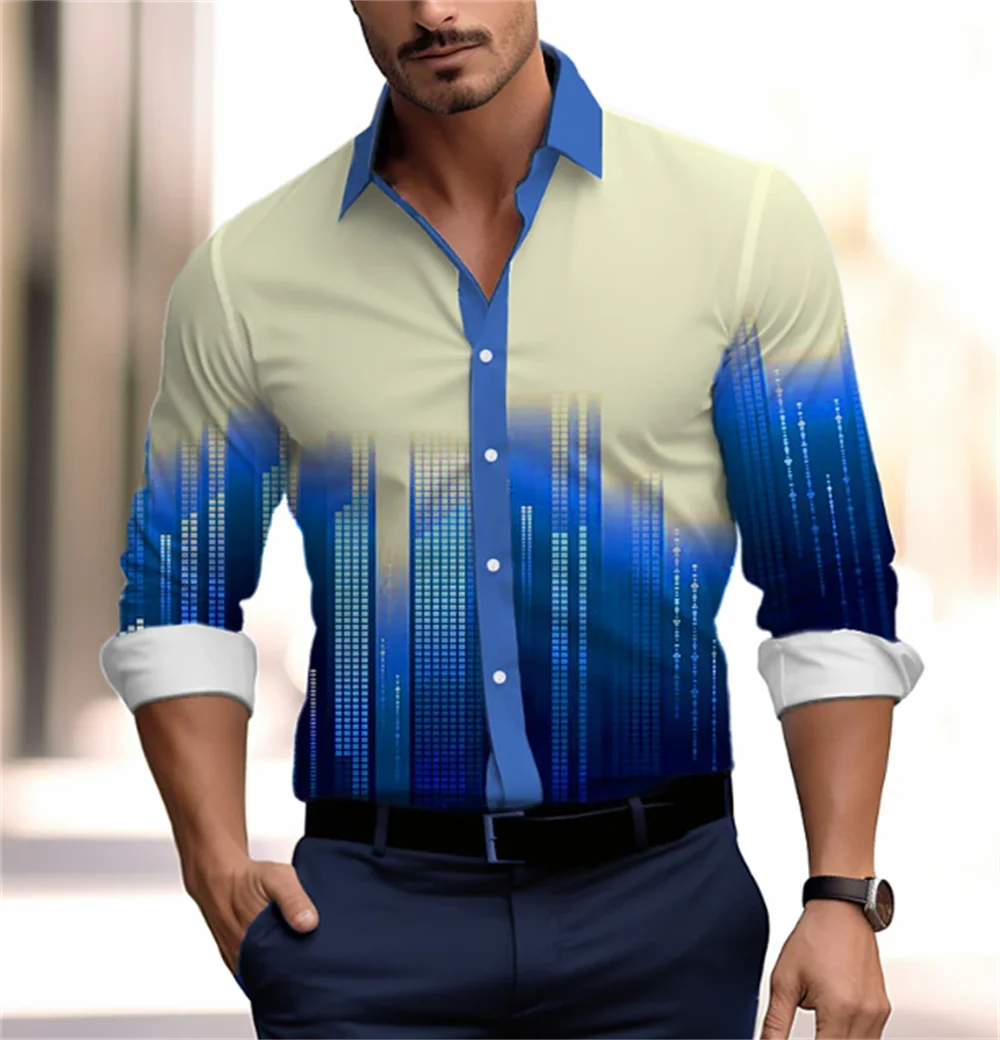 Gradient Men's Clothing Soft and Comfortable Men's Shirt Summer Hawaiian Shirt High Quality Men's Clothing Fashion Button Design