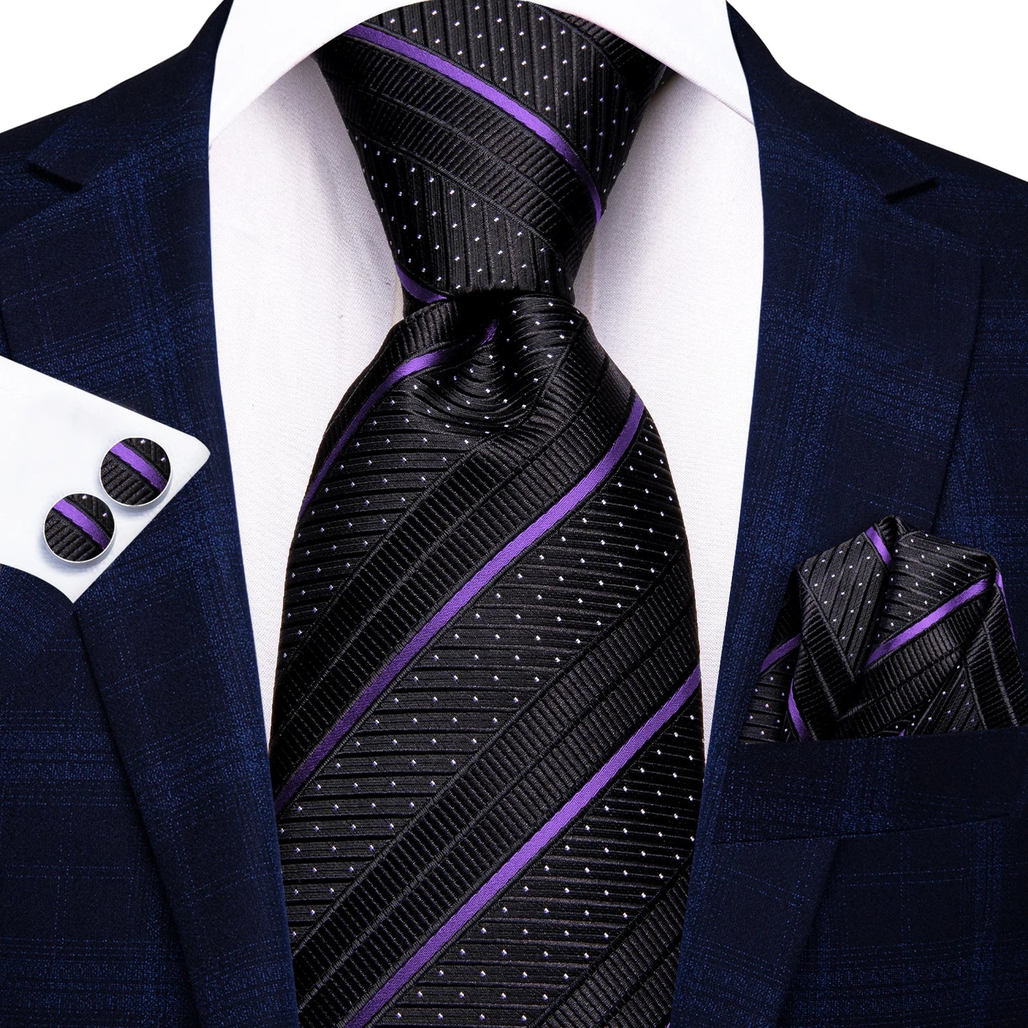 Hi-Tie Psialey Black Gold Silk Elegant Tie For Men Groom Wedding Men Necktie Pocket Square Cufflink Accessory Wholesale Designer