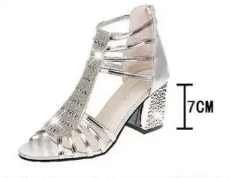 Silver Gold Sandals Peep Toe Chunky Heels New Women Wedding Shoes Ankle Boots Sandal Open Toe High Heels Dress Gold Bling Pump