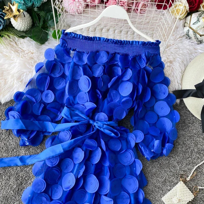 2024 Spring Sexy off shoulder dresses bandage short Dress summer flower Party casual Women beach holiday a-line elegant dress