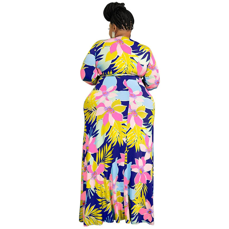 XL-5XL Plus Size Clothes Dresses Women Robes Summer Spring Long Sleeve Street Style Casual 3XL 4XL Big Size Maxi Dress Oversize