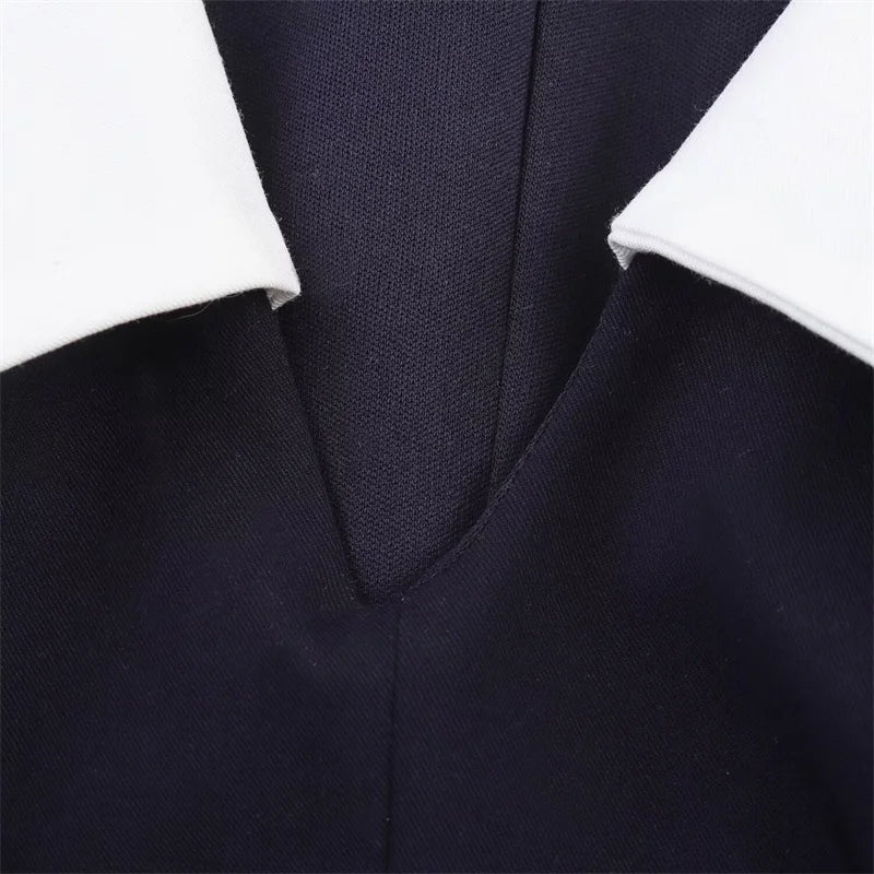 Women's Dresses New Summer 2025 Sailor Suit Style Wide Pleated Cropped Dress Fashionable Color-Blocking Sexy Cute Personality