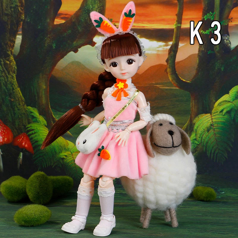 30cm Bjd Dolls Princess Full Set 1/6 Anime Bjd With Clothes 23 Joint Movable Body 3D Eyes Girls Dress Up Birthday Gifts Toys