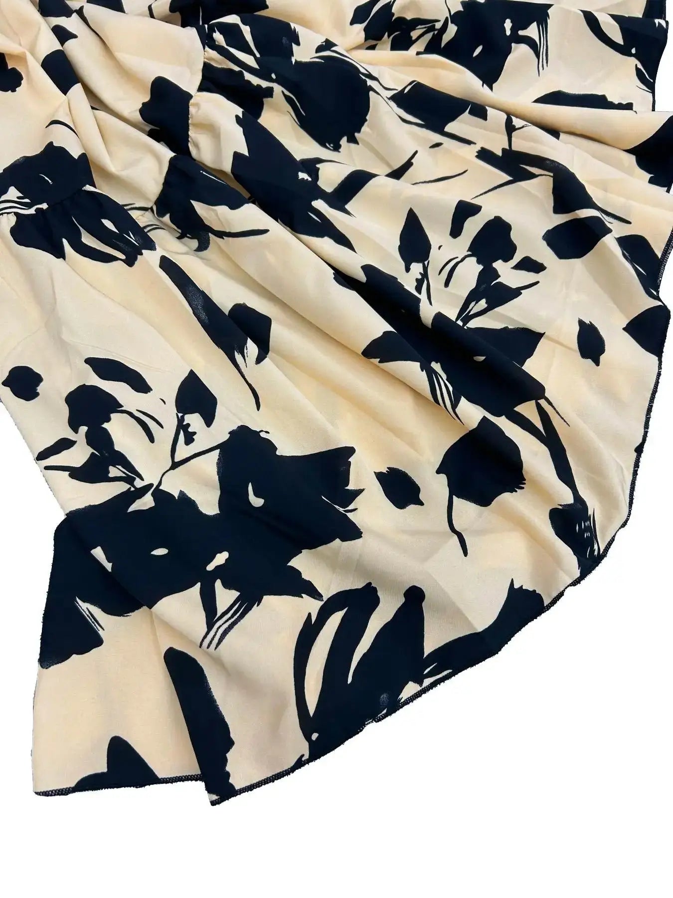 Spring and summer color combination high-waisted flower print dress woman elegant