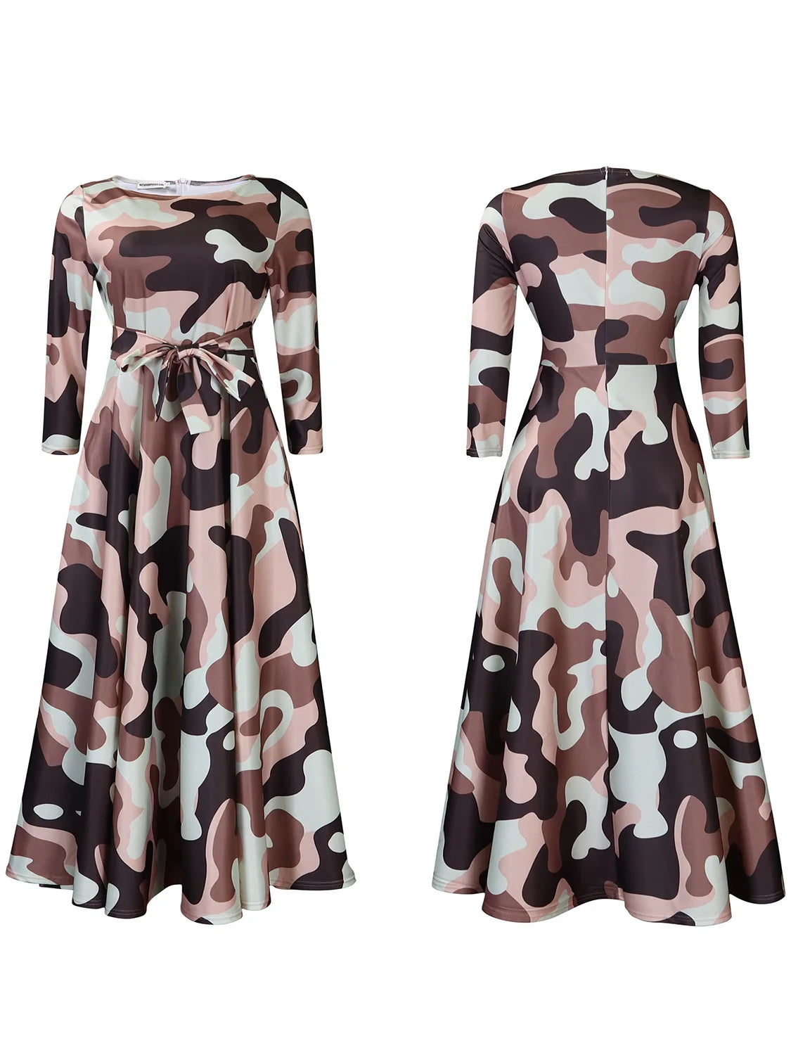 Women's 2024 Autumn New Style Fashionable Elegant Temperament Fashionable Printed Strap Waist Large Skirt Large Size Dress