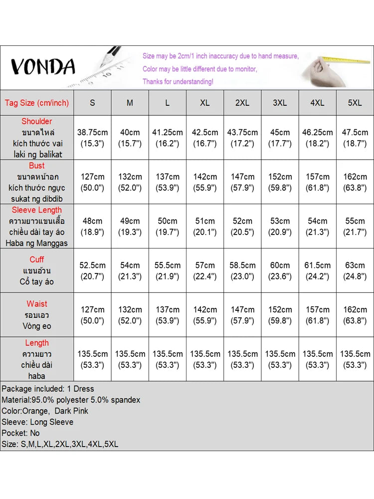 Plus Size VONDA Women Foral Printing Bohemian Maxi Dress 2025 Causal Puff Sleeve Sundress Holiday Eelgant Vestido NO Tassel