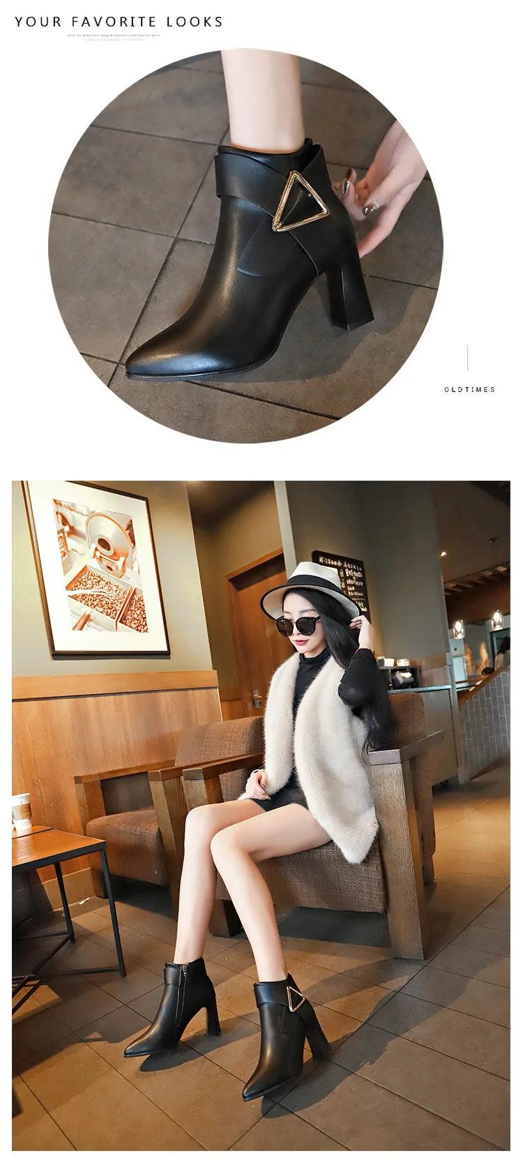 Women's Sexy Heels 2024 Autumn Winter Platform Buckle Pointed Ankle Boots Fashion High Quality Designer Women's Boot Botas Mujer