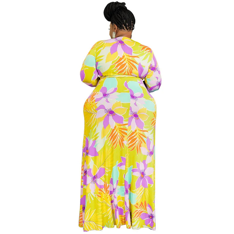 XL-5XL Plus Size Clothes Dresses Women Robes Summer Spring Long Sleeve Street Style Casual 3XL 4XL Big Size Maxi Dress Oversize