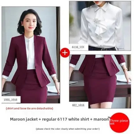 Elegant Red Western-style Suit Jacket For Women Fashionable Professional Attire For Hosting Events Job Interviews