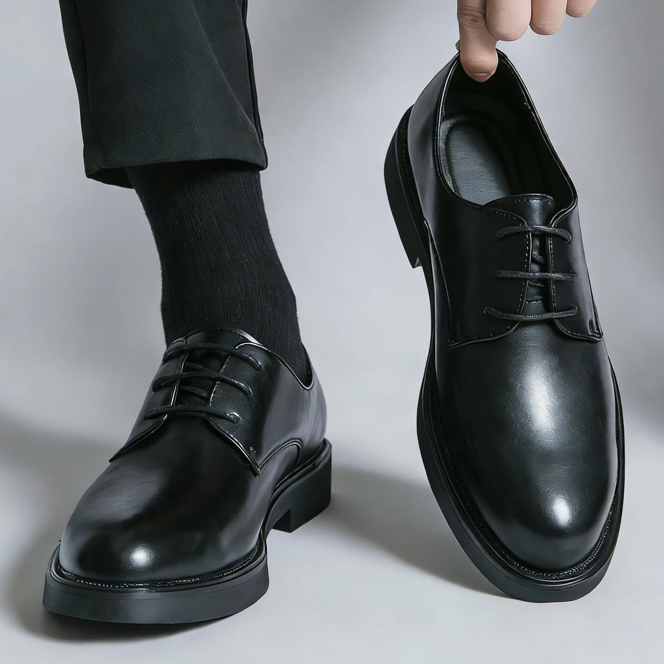 Classic Men Dress Shoes Lace Up Derby Shoes Formal Business Lesther Shoes Anti Slip Wear-resistant Office Daily Casual Shoes