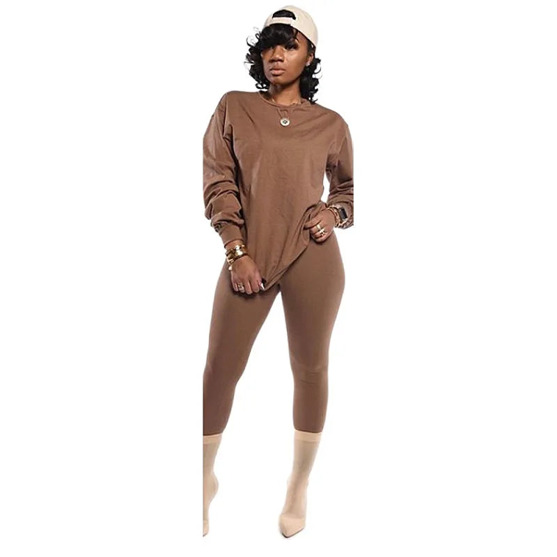 two piece set women 2 piece set stacked leggings clothes for women outfits stacked pants tracksuit female fall clothes 2024