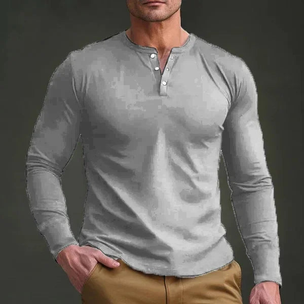 Cross-border Spring and Autumn Clothing European and American Men's T-Shirt Long-sleeved Men's Base Henry Shirt