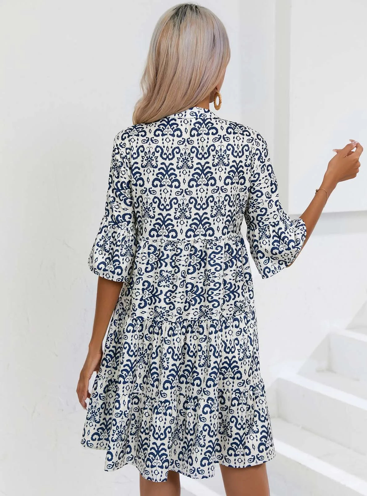 Women's Spring Summer Printed Dress Long Sleeve Flared Mid-Length Official Store Exclusive New Arrivals