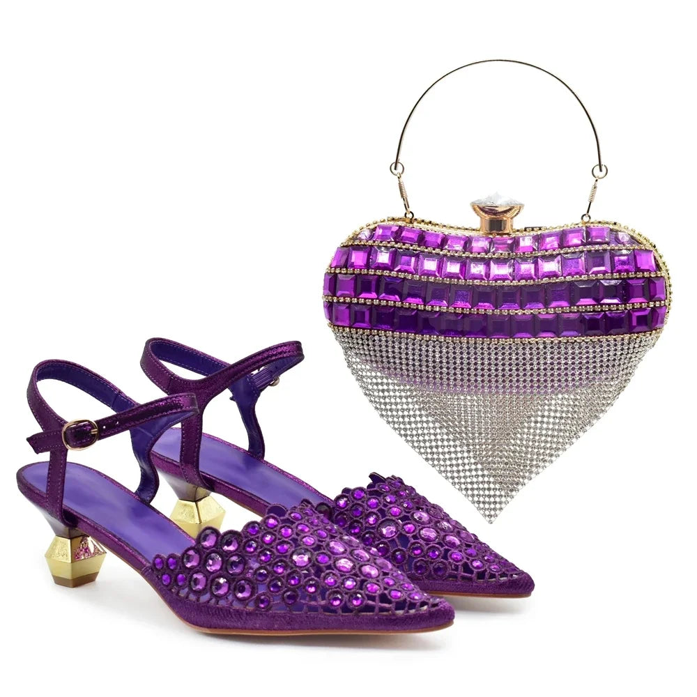 Hot Selling Pointed Toe Ladies Shoes Matching Bag Set for Nigeran Wedding Party Pumps Shoes for Women 2025 Designer Luxury