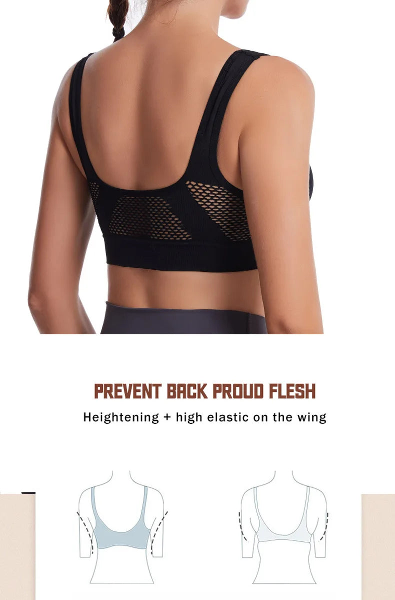 S-7XL Plus Size Grid Air Holes Bra sports without underwire Women's Underwear Shock-proof Yoga Running Brassiere Hollow out Vest