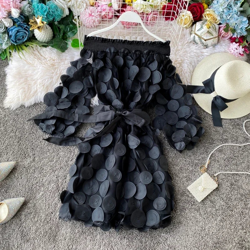 2024 Spring Sexy off shoulder dresses bandage short Dress summer flower Party casual Women beach holiday a-line elegant dress
