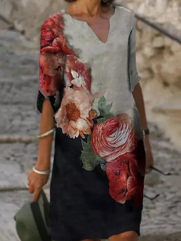 New Spring Women Loose Vintage Ruffles Dress Summer Large Big Printed Boho Casual Party Elegant Dresses