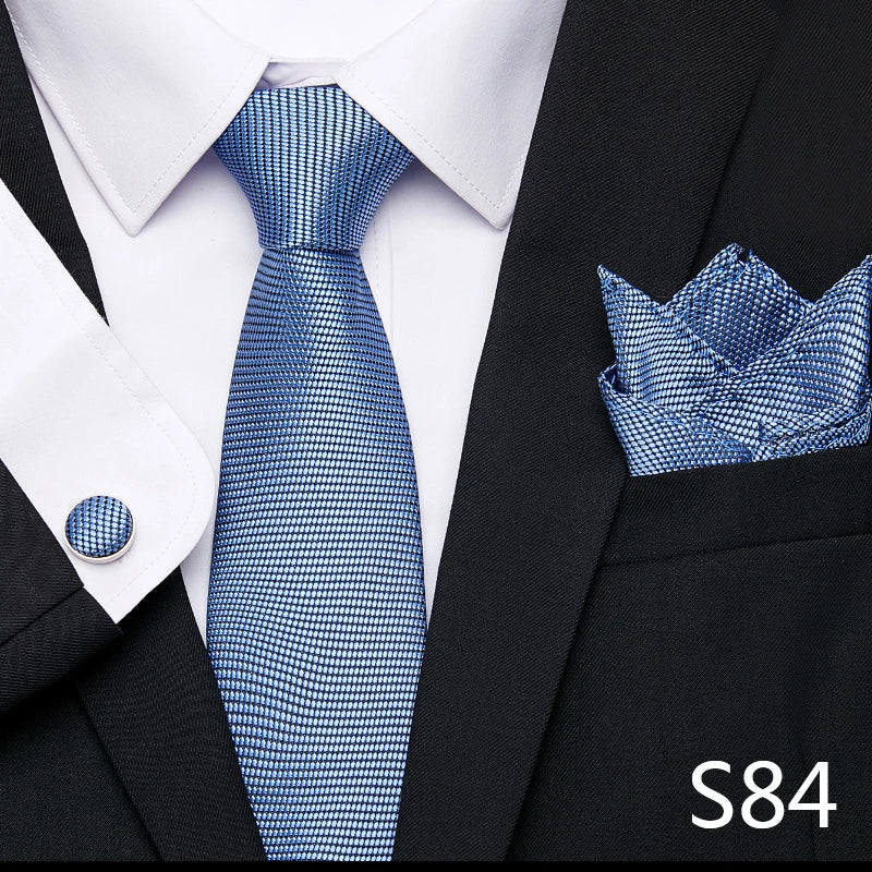 Hot Sale Holiday Gift Tie Pocket Squares Cufflink Set Necktie Dot Man Dark Grey Wedding Accessories Performance