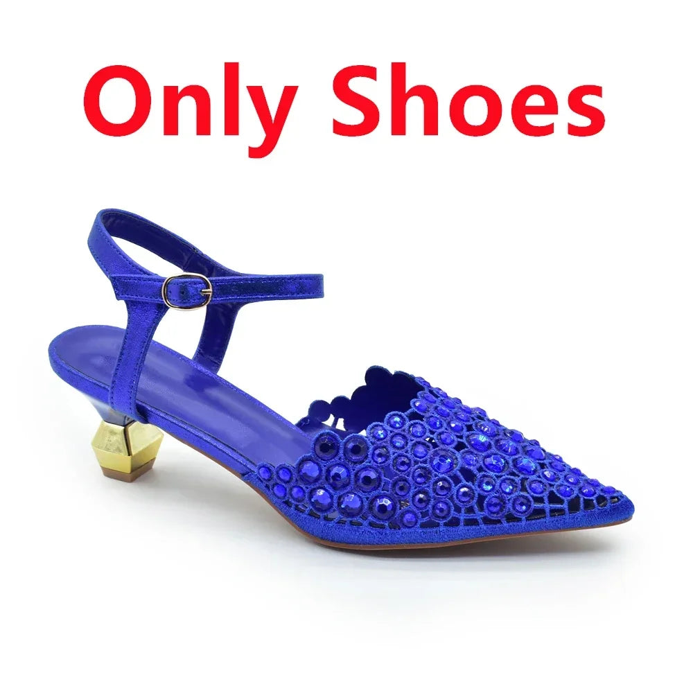 Hot Selling Pointed Toe Ladies Shoes Matching Bag Set for Nigeran Wedding Party Pumps Shoes for Women 2025 Designer Luxury