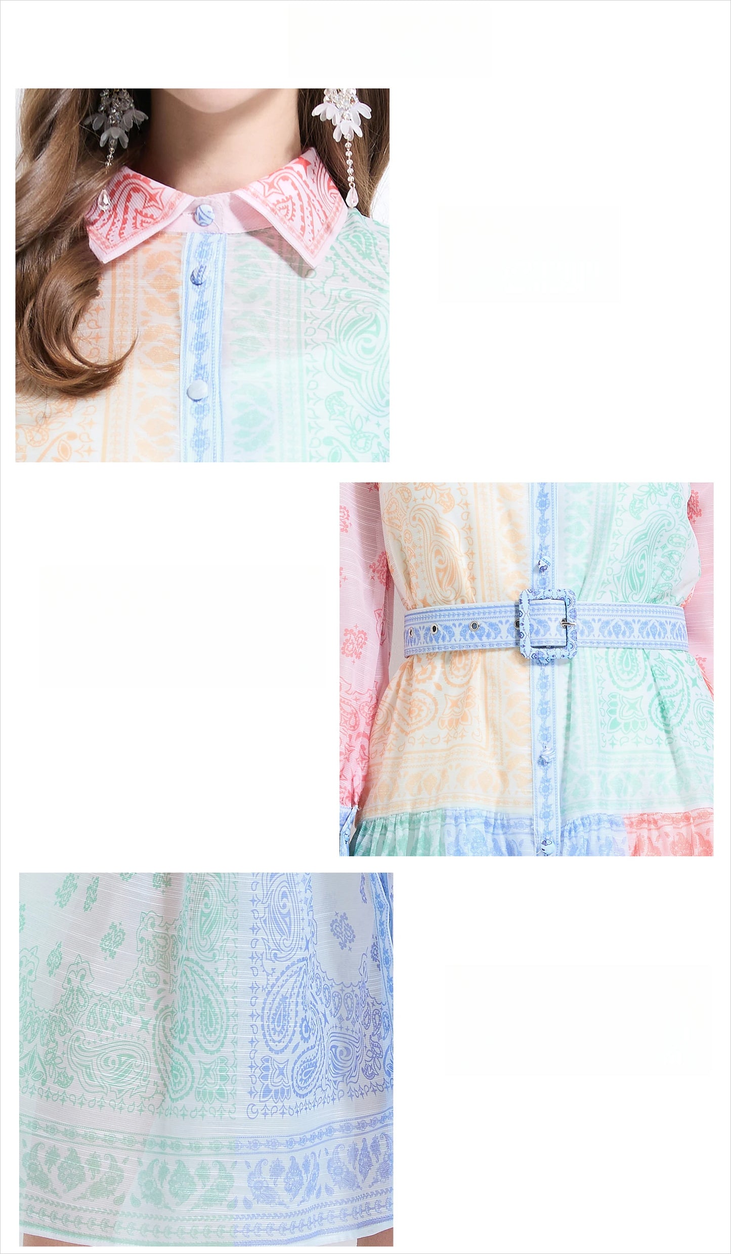 Spring Summer 2025 New Women Fashion Rainbow Print Elegant Shirt Long Dresses Vintage Single Breasted Party Dress Bohemian Trend