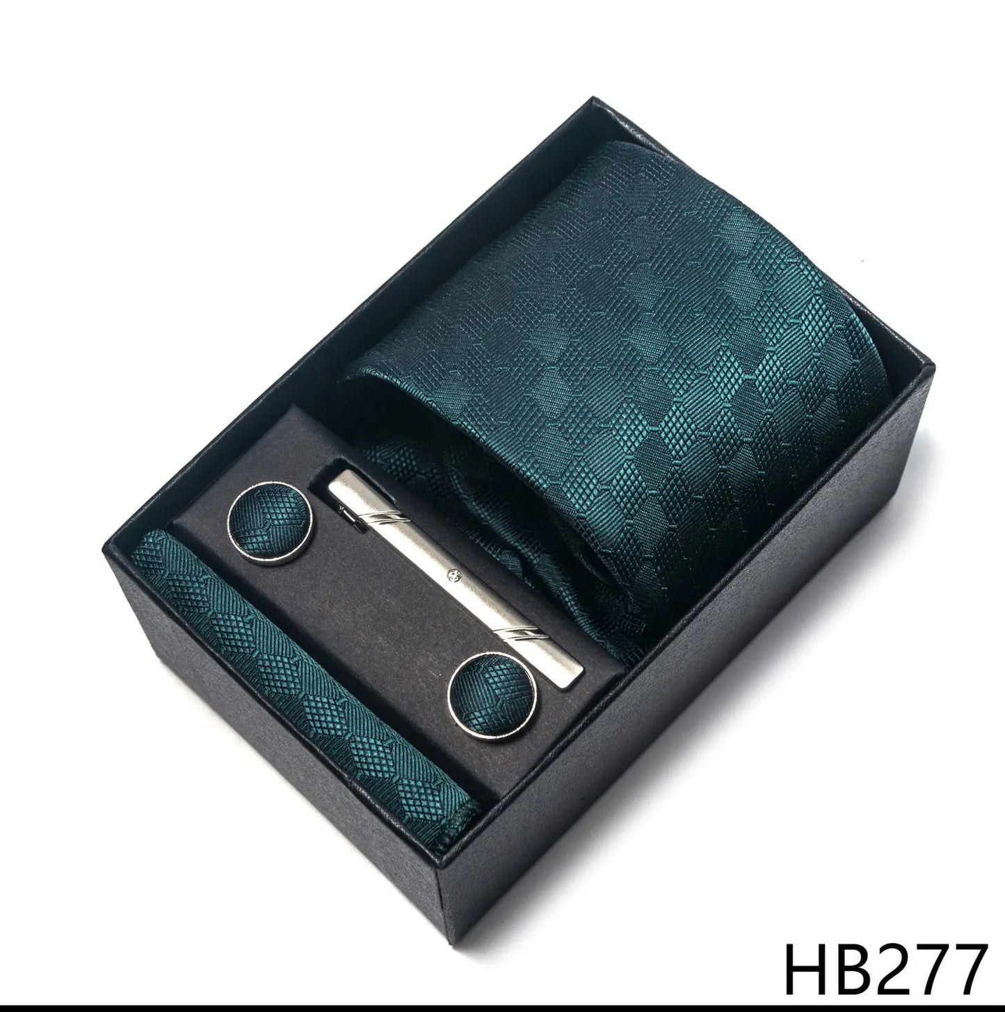 Luxury Brand 8 cm Tie Handkerchief Cufflink Clip Set For Men Wedding Gravata Suit Accessories Holiday Gift Box