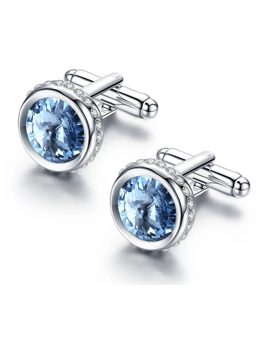 Men's Crystal Shirt Cuff Links Groomsmen Gift for Him Wedding Cufflinks for Men Fathers Husbands and Friends