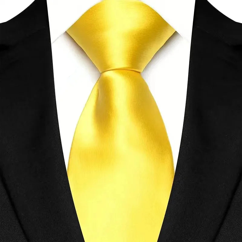 Luxury 8CM Mens Necktie Yellow Color Dot Stripes Solid Ties For Man Groom Jacquard Woven Neck Tie For Business Wedding Party