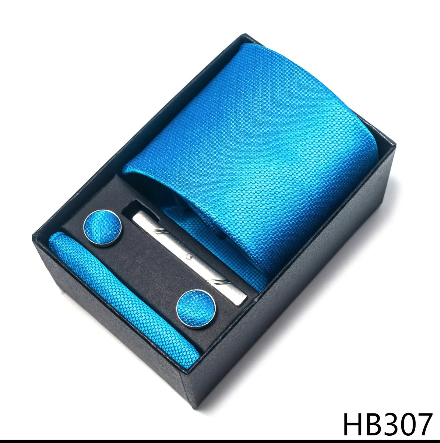 Luxury Brand 8 cm Tie Handkerchief Cufflink Clip Set For Men Wedding Gravata Suit Accessories Holiday Gift Box