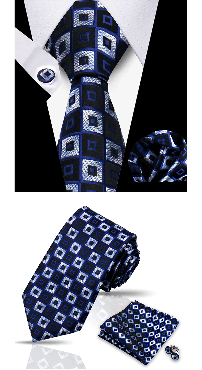 Tie For Men Classic Plaid Handkerchiefs Red Necktie Cufflinks For Men Blouse Business Wedding Accessories Women Collar Man Gift