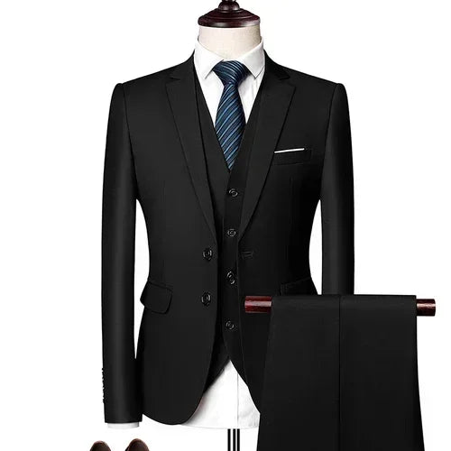 Elegant Suits For Men Wedding 3 Pieces 2 Set Luxury Fashion Classic Full Jackets Vest Pants Blazers Outfit 2024 Formal Costume