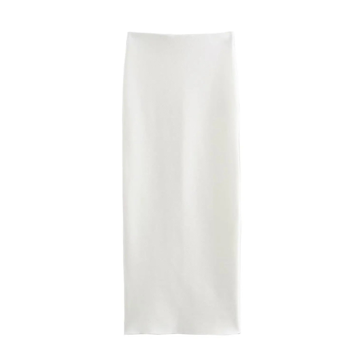 TRAFZA Women 2 Piece Set Solid O-Neck Sleeveless Single Breasted Knitted Vest Top+Elastic Waist Slit Hem Design Slim Midi Skirt