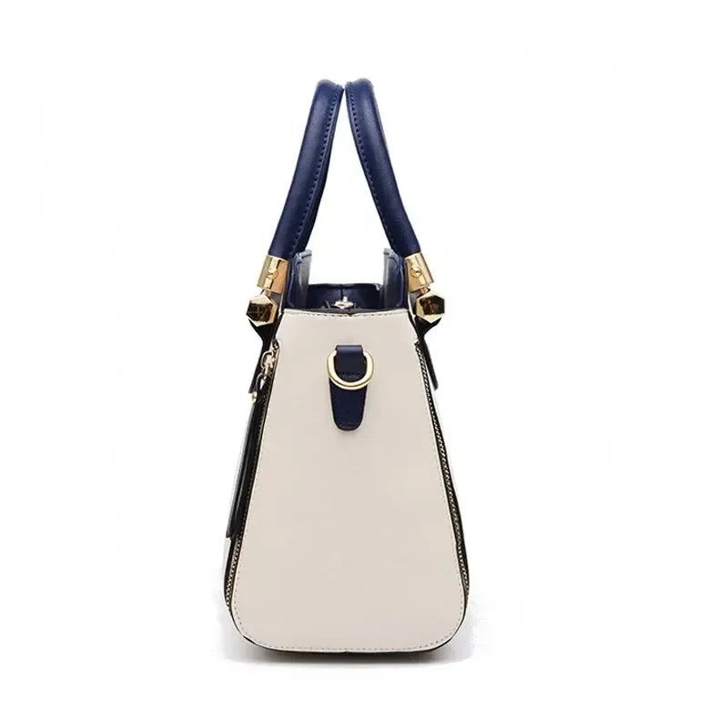 Fashion Color Contrast Handbag, Stitching Striped Crossbody Bag Women's Elegant Office & Work Purse