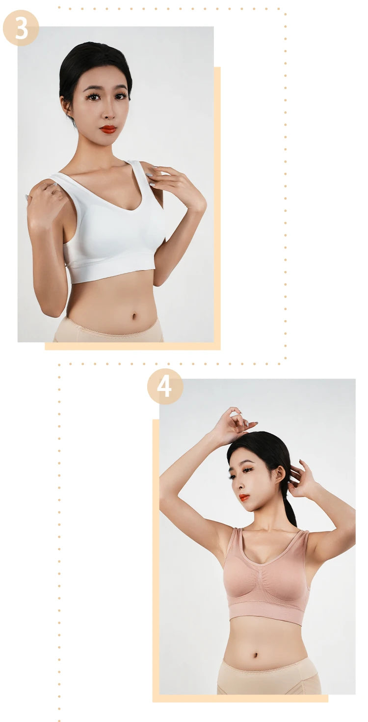Women Large Seamless Bras Push Up Sports Top Female Breathable Brassiere Unwired Active Padded Bra Crop Top Gym Runing Yoga Vest