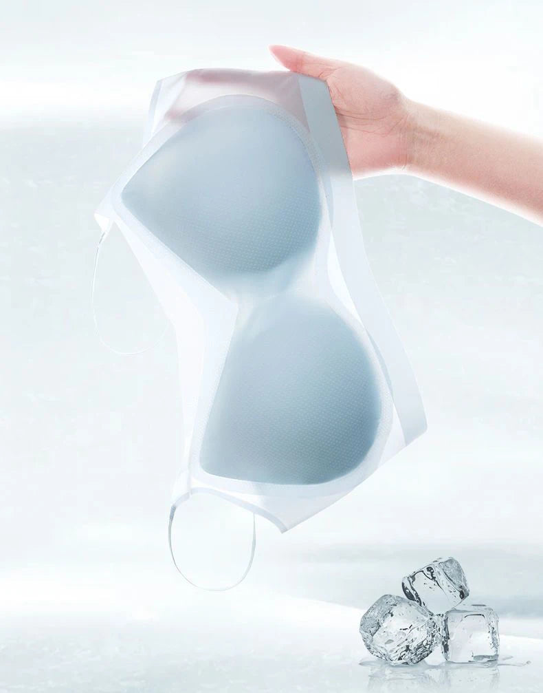 Ultra-thin breathable ice silk bra Women's underwear seamless halter vest U-shaped back pull together