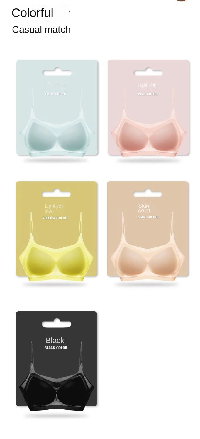 Ultra-thin breathable ice silk bra Women's underwear seamless halter vest U-shaped back pull together