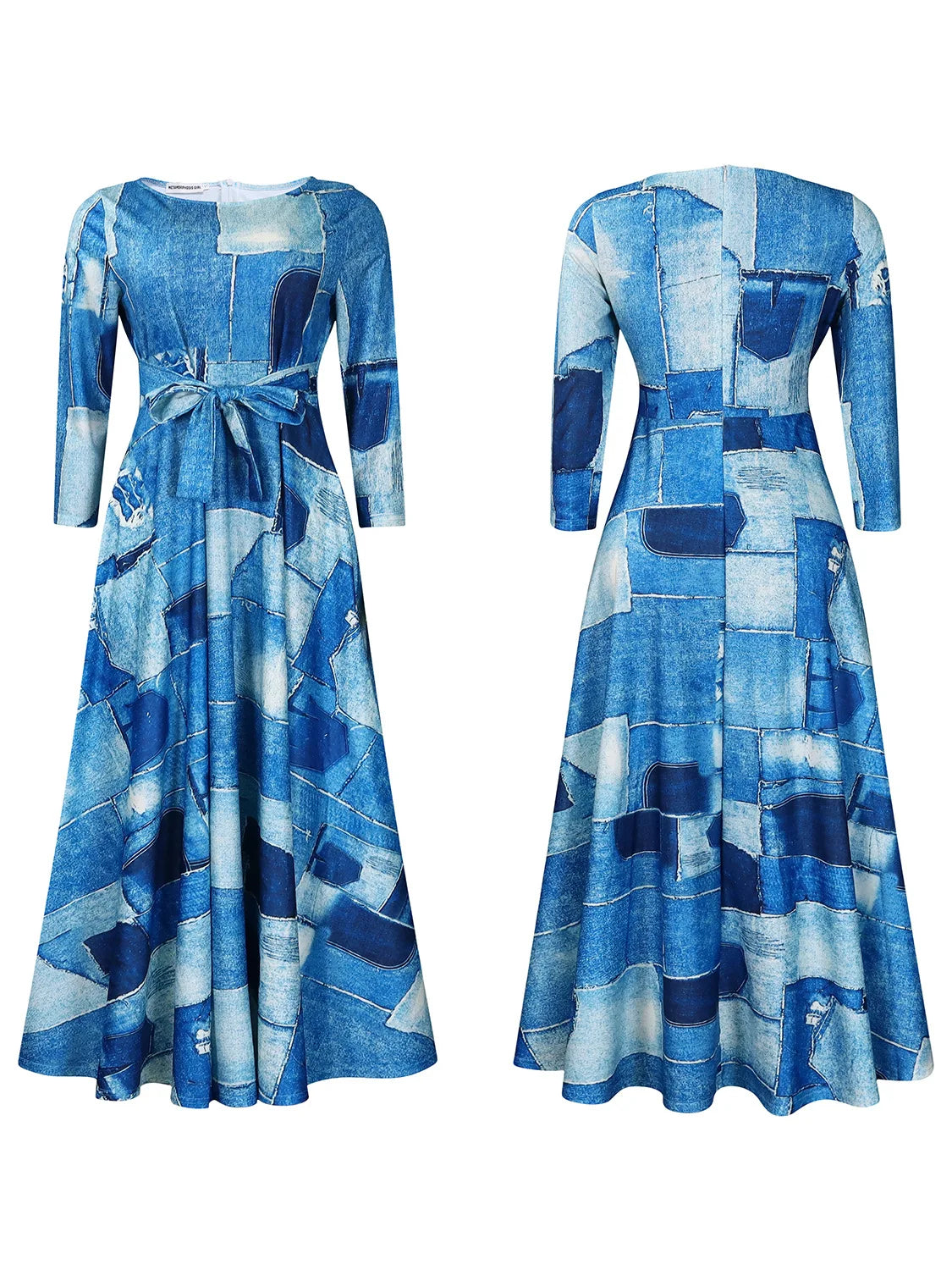 Women's 2024 Autumn New Style Fashionable Elegant Temperament Fashionable Printed Strap Waist Large Skirt Large Size Dress