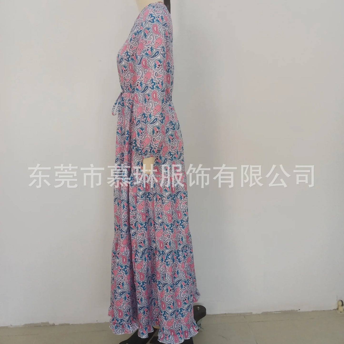 Elegant Women's Flower Long Dresses 2024 Spring New Bohemian Printed Dress Abıye Kadın Abiye Платье Robe Ete Femme Vestidos
