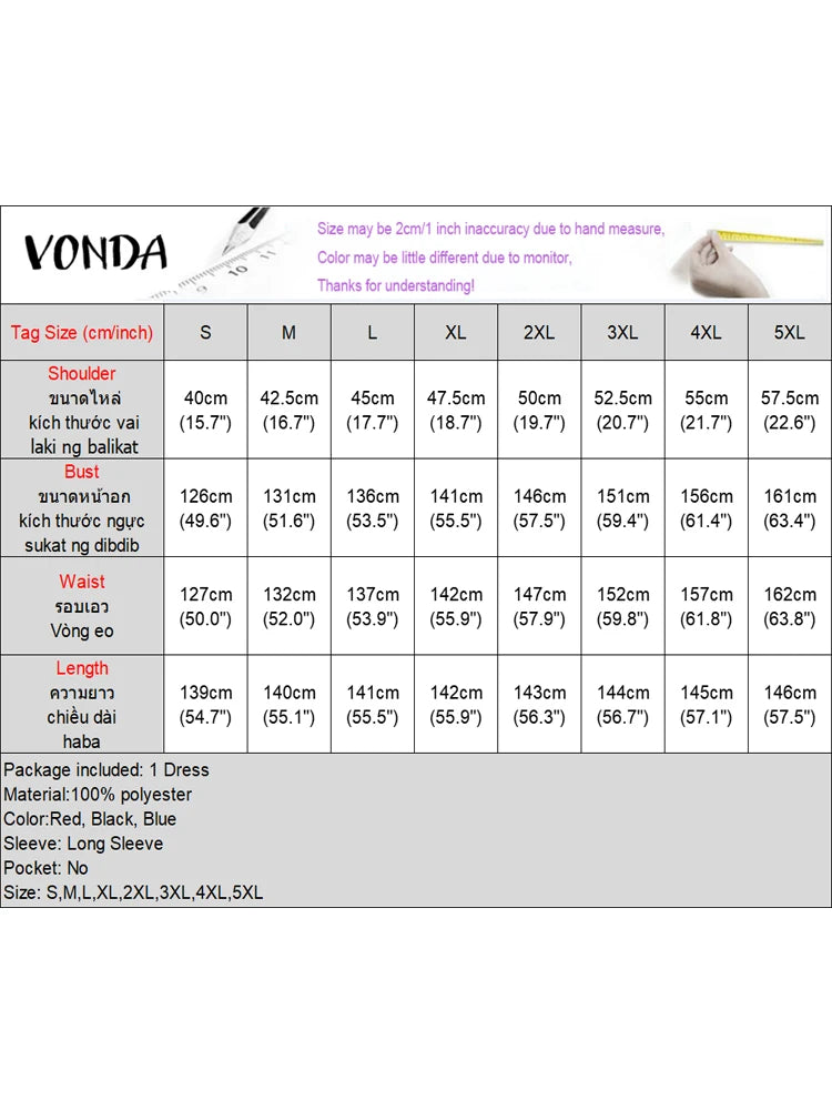 VONDA Women Elegant Printing Maxi Long Dress 2024 Casual Stand Collar Robes Bohemian Bat-wing Sleeve Party Vestidos Oversized