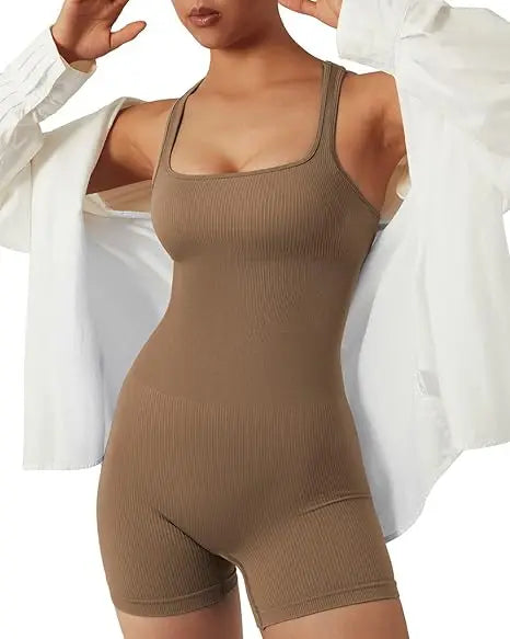 Seamless Bodysuiyts for Women Contracted Tummy Control Rompers Sexy Sleeveless Backless Yoga Sets Jumpsuits Women's Clothings