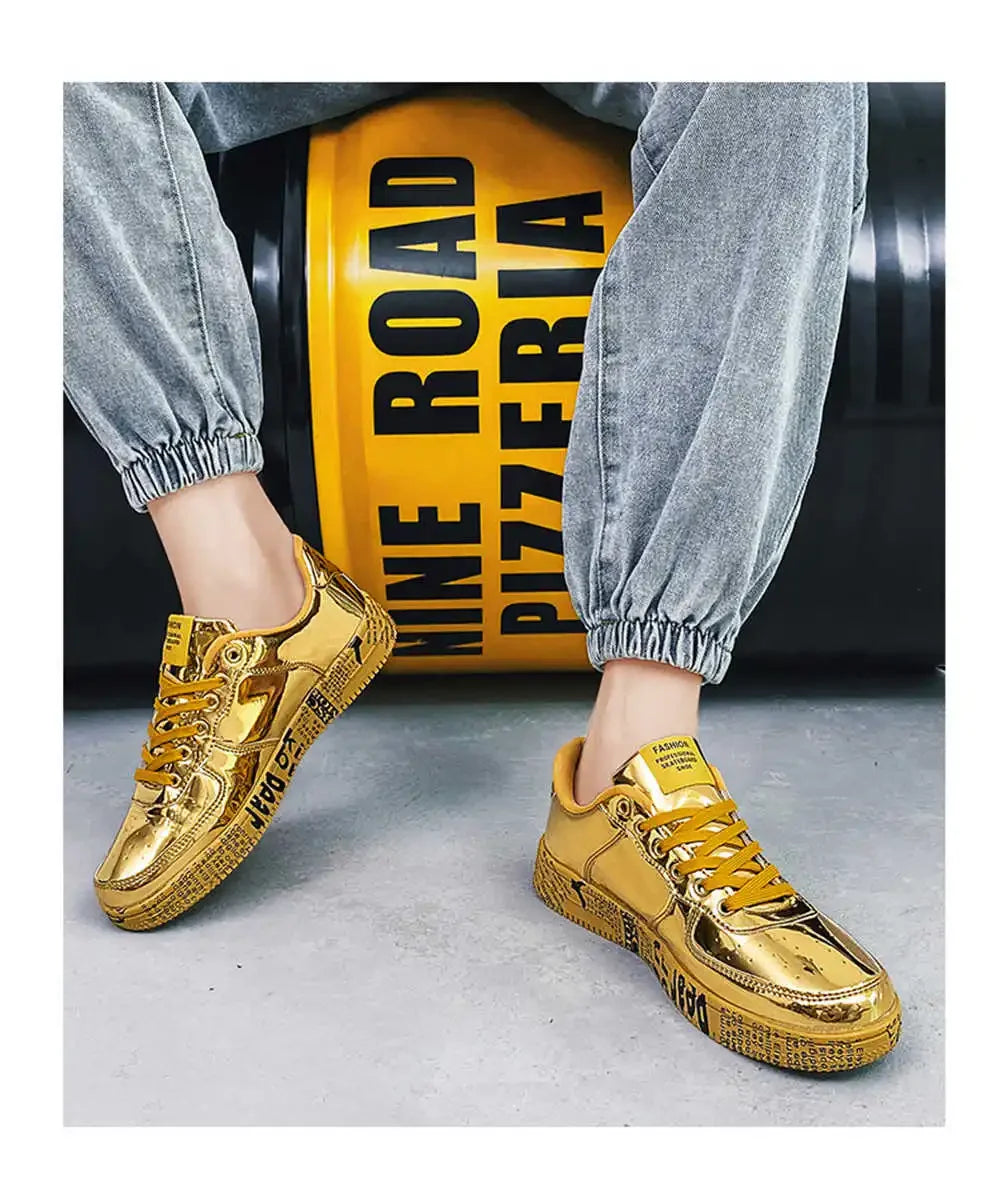 Gold-colored 36-42 Mens Chinese Style Shoes Casual Husband Sneakers Skate Trainers Sport Deporte Sapatenos Shouse