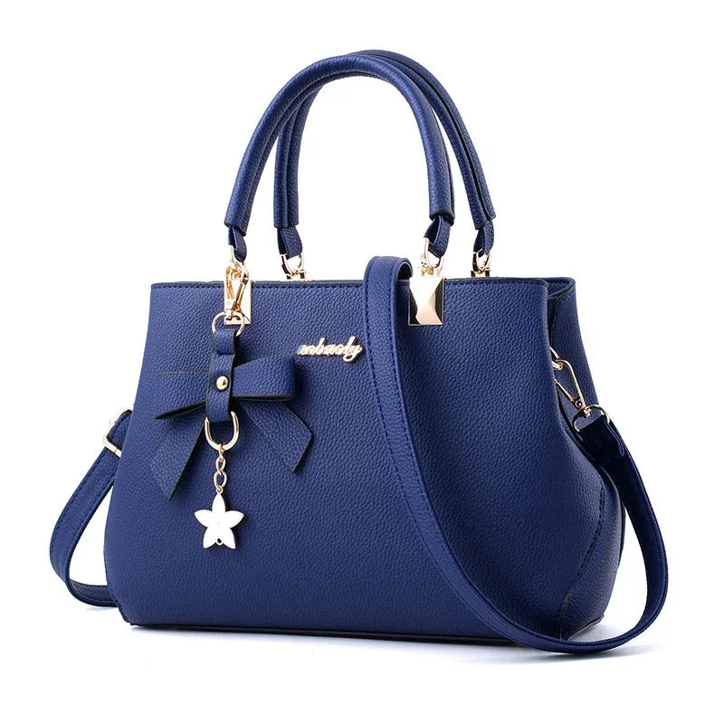 Elegant Women Messenger Bags With Flower Pendant Office Ladies Totes Pure Handbag For Female Crossbody Shoulder Bags