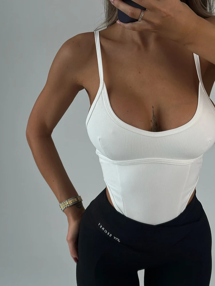 2024 Summer Sexy Bodysuits Women Slim Fashion Spaghetti Straps Skinny Bodycon Solid Color Rompers Club Women Bodysuits Female
