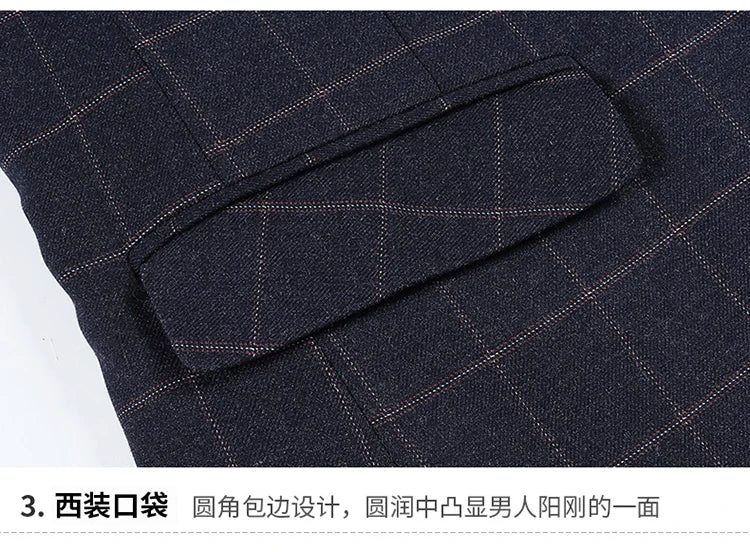 2024 New Spring and Autumn Coat Middle-aged Slim Fashion Handsome All Matching Plaid Suit Men Casual Polyester Blazer Mujer