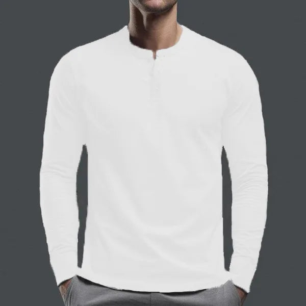 Cross-border Spring and Autumn Clothing European and American Men's T-Shirt Long-sleeved Men's Base Henry Shirt