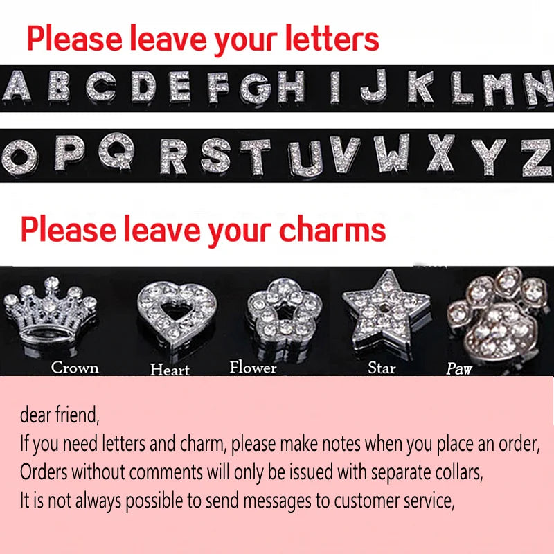 Customized Dog Id Collars Personalized Pet Name Pendant Rhinestone Cat Collar Anti-Lost Puppy Neck Strap Chihuahua Dog Supplies