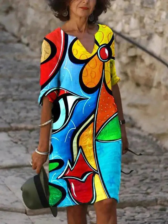 New Spring Women Loose Vintage Ruffles Dress Summer Large Big Printed Boho Casual Party Elegant Dresses